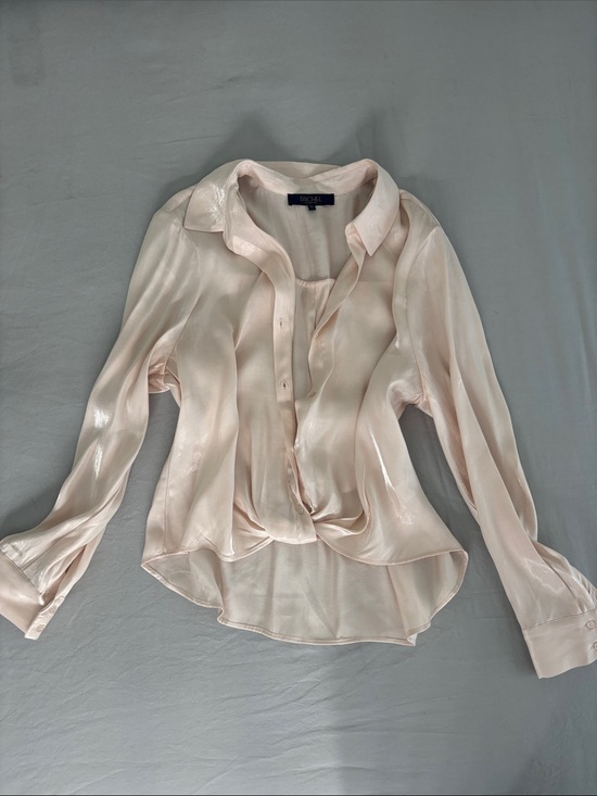 Rachel Tops - Rachel Light Blush Satin Twist-Front Blouse